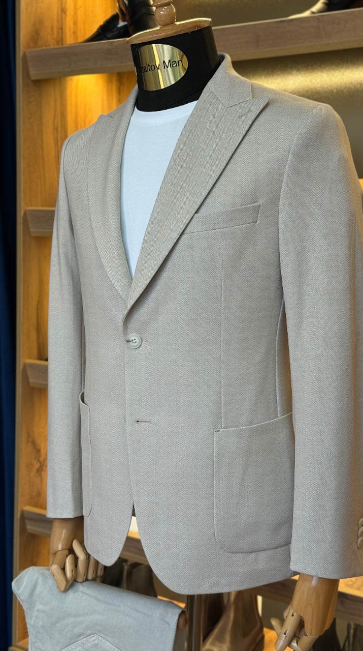 Пиджак GIO Бежевый в елочку