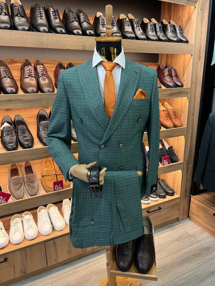 Костюм MAZALTOVMAN 2-ка Premium Зеленый двубортный