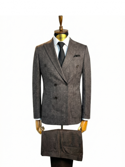 Костюм MAZALTOVMAN 2-ка Двубортный бордовый в елочку премиум линейка