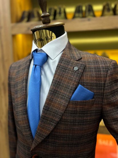 Пиджак MAZALTOVMAN Premium Оранжевый в клетку кэжуал