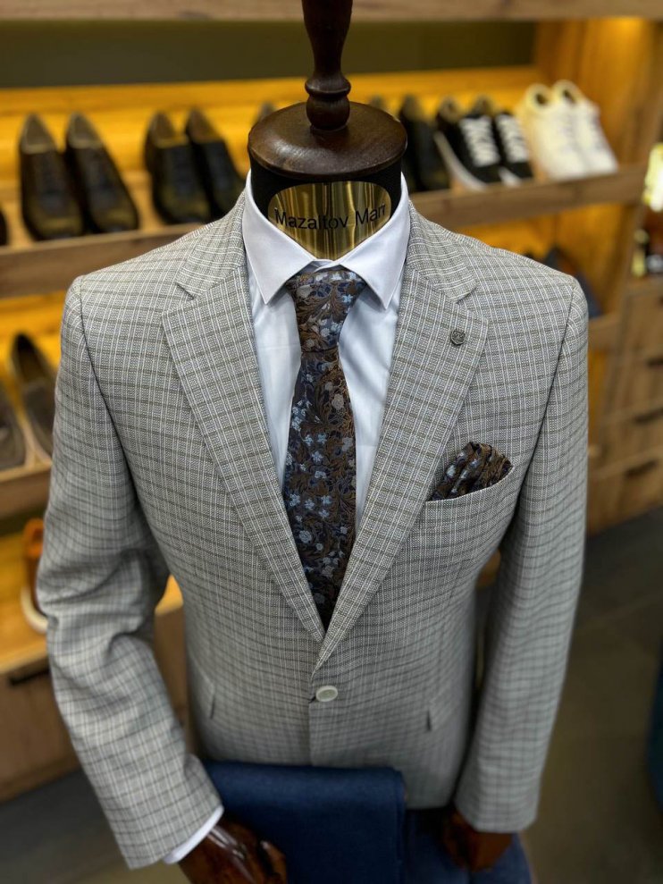 Пиджак Бежевый в клетку