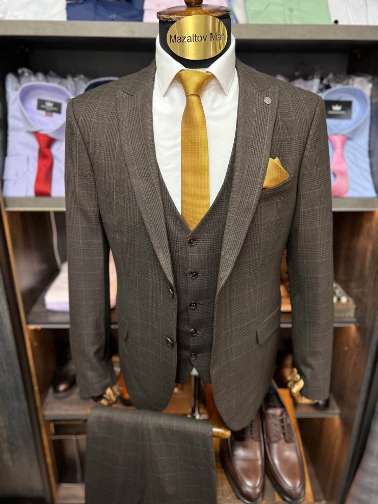 Костюм BEL 3-ка Коричневый в клетку