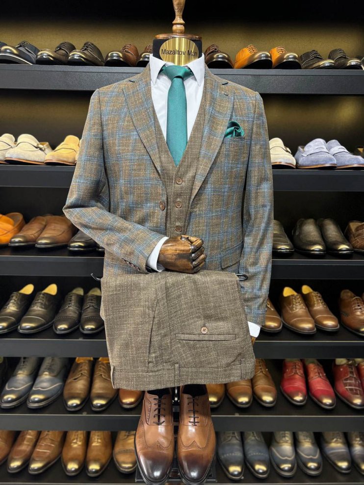 Костюм MAZALTOVMAN 3-ка Коричневый в клетку