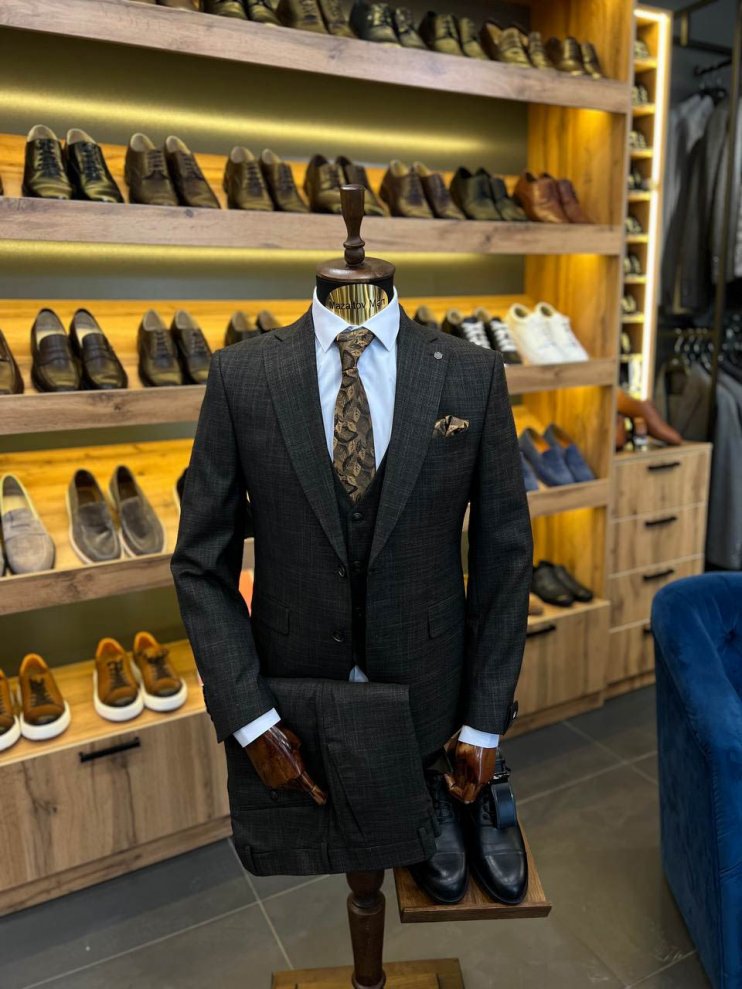 Костюм MAZALTOVMAN 3-ка Premium Темно-коричневый фактурный